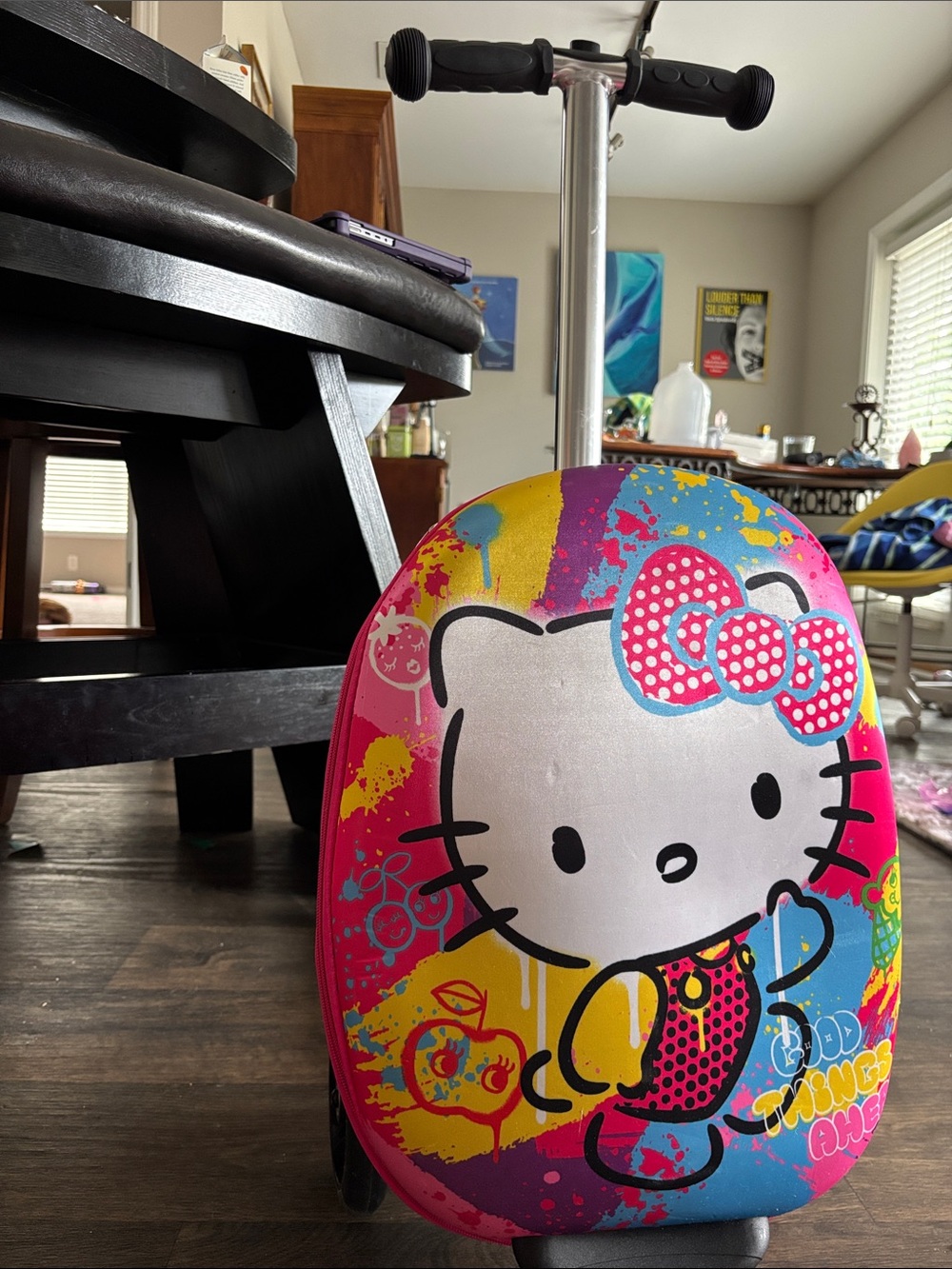 Hello Kitty 18" Ride-On Suitcase Scooter - Foldable Carry-On Luggage